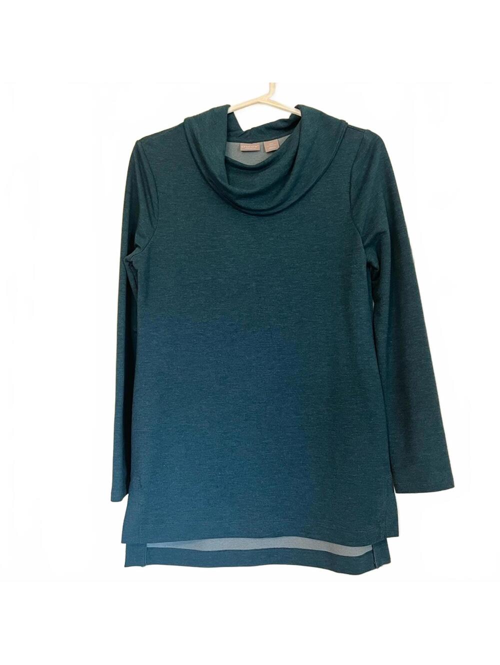 Zenergy by Chico's Teal Long Sleeve Tunic Top Relaxed Athleisure Style